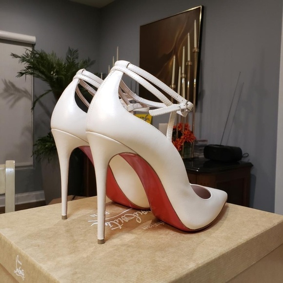 NEW Christian Louboutin Conclusive Pump in Crème Leather 100mm Heel Size 40.5 - Picture 8 of 12